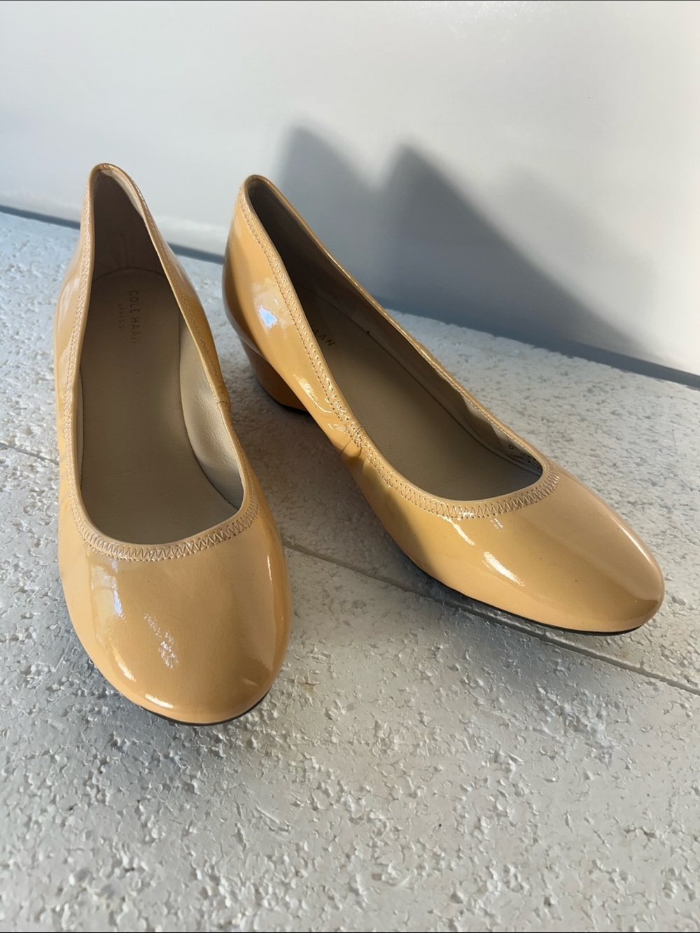 Cole Haan NWOT SZ10 Pale Yellow Patent Leather Ballet Wedge Old $ Career GrandOS